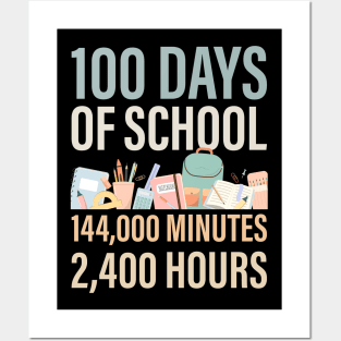 100 Days of School, Minutes and Hours Posters and Art